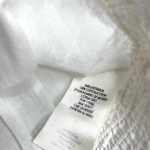 alice + olivia | Laya Blouson Sleeve Ruffle Blouse Off White Cotton Small - Picture 3 of 7